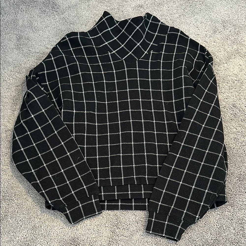 Womens Black Checkered Sweater